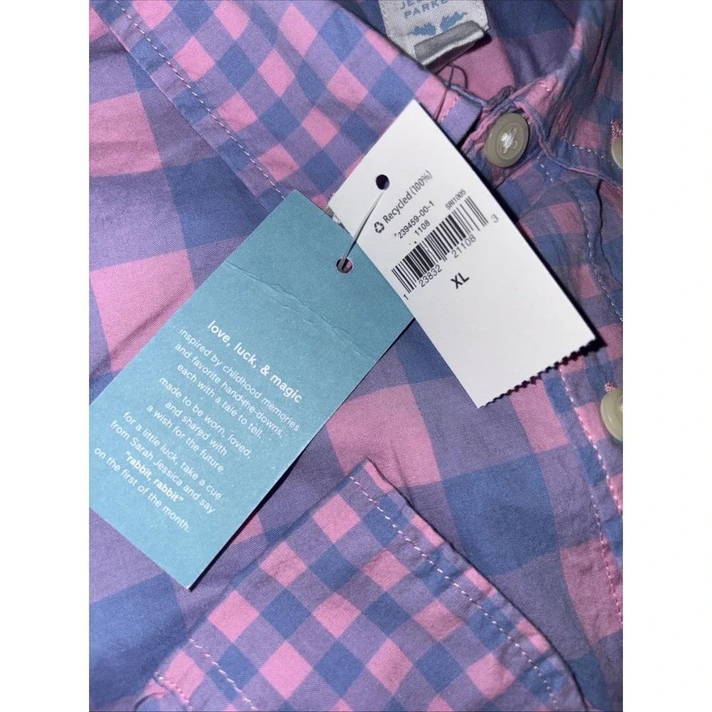 GAP x Sarah Jessica Parker Boys XL Gingham Plaid Button-Down Pink - Blue Shirt